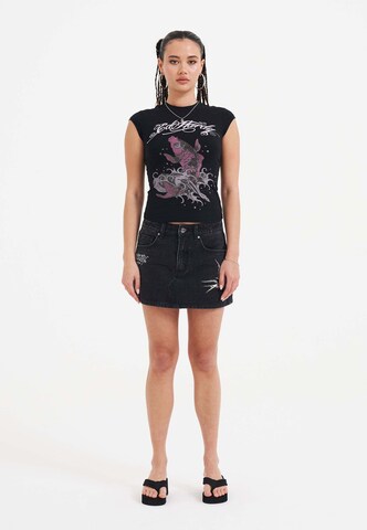 Ed Hardy T-Shirt 'Koi Fisch Steinen' in Schwarz