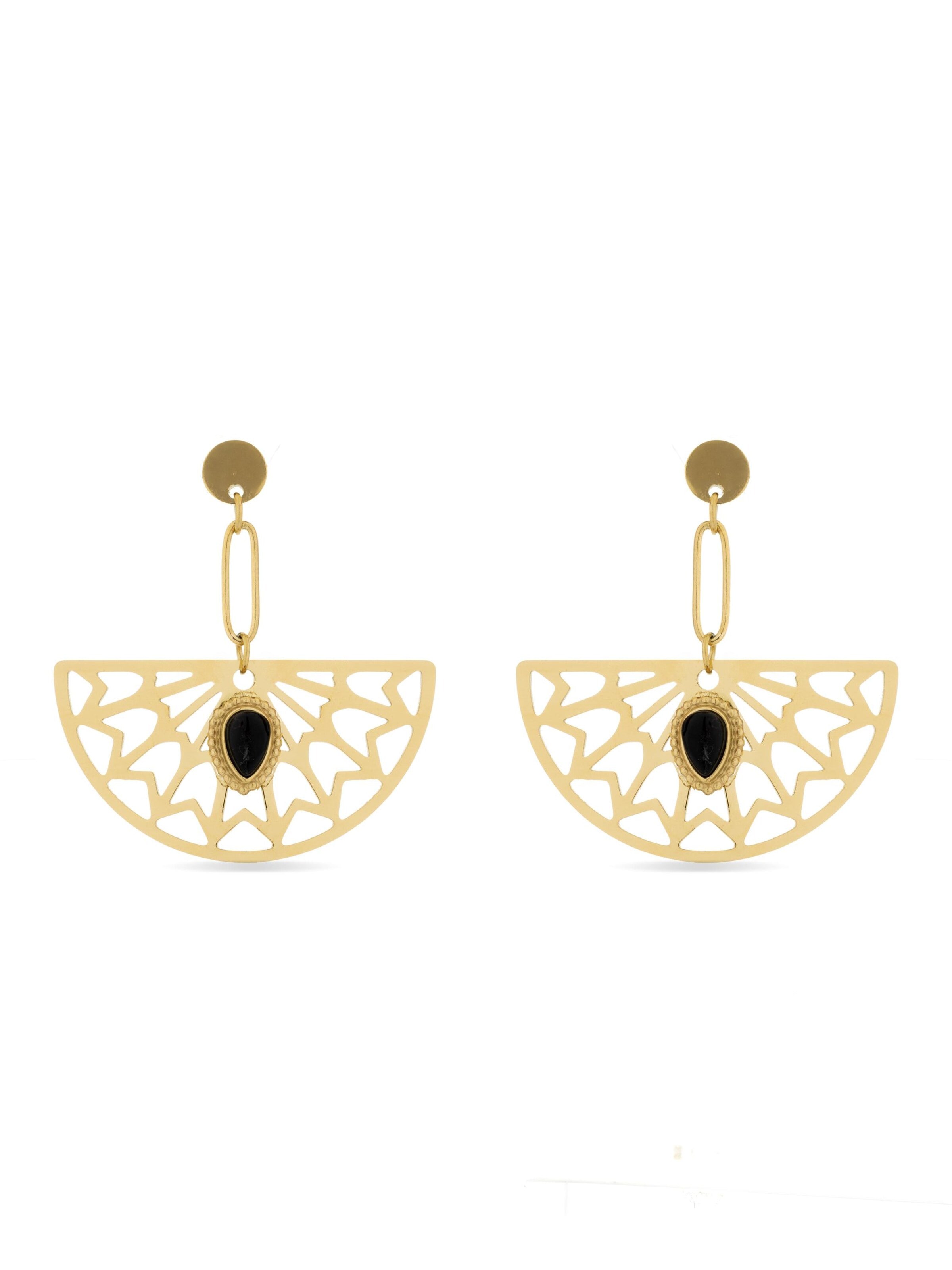 Luxenter - Pendientes 'Tawa' en negro: frente