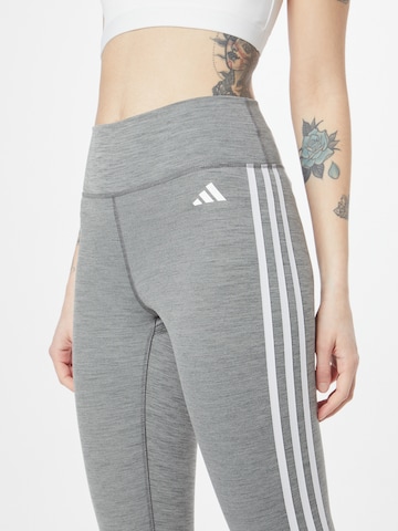 ADIDAS PERFORMANCE Skinny Workout Pants 'Train Essentials 3-Stripes High-Waisted' in Grey