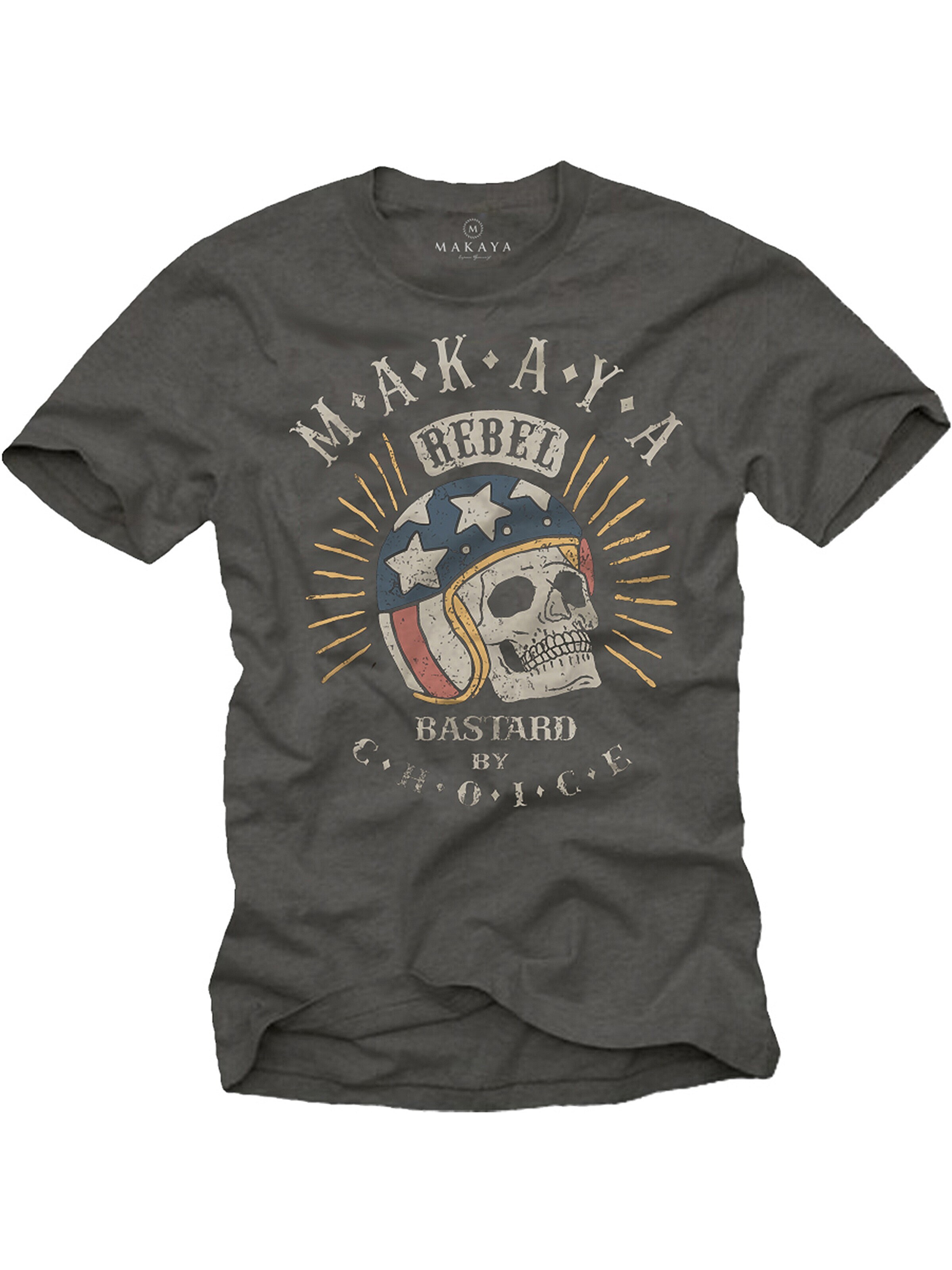 MAKAYA Shirt 'Bastard by Choice' in Grey: front