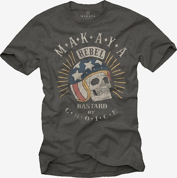 MAKAYA Shirt 'Bastard by Choice' in Grey: front