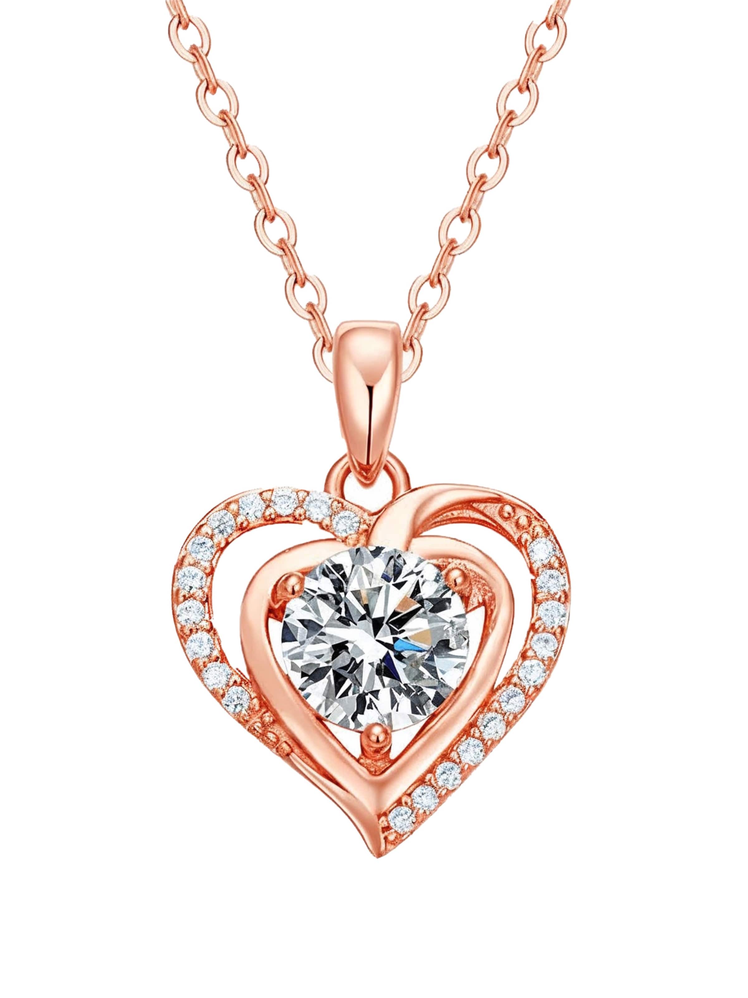 Staufergold Necklace 'Moissanit Herz-Halskette „Herzlicht“' in Gold: front