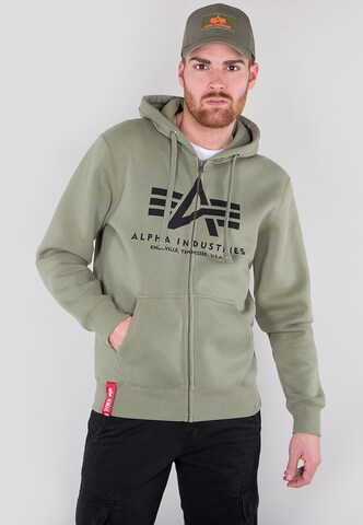 Giacca di felpa di ALPHA INDUSTRIES in verde: frontale