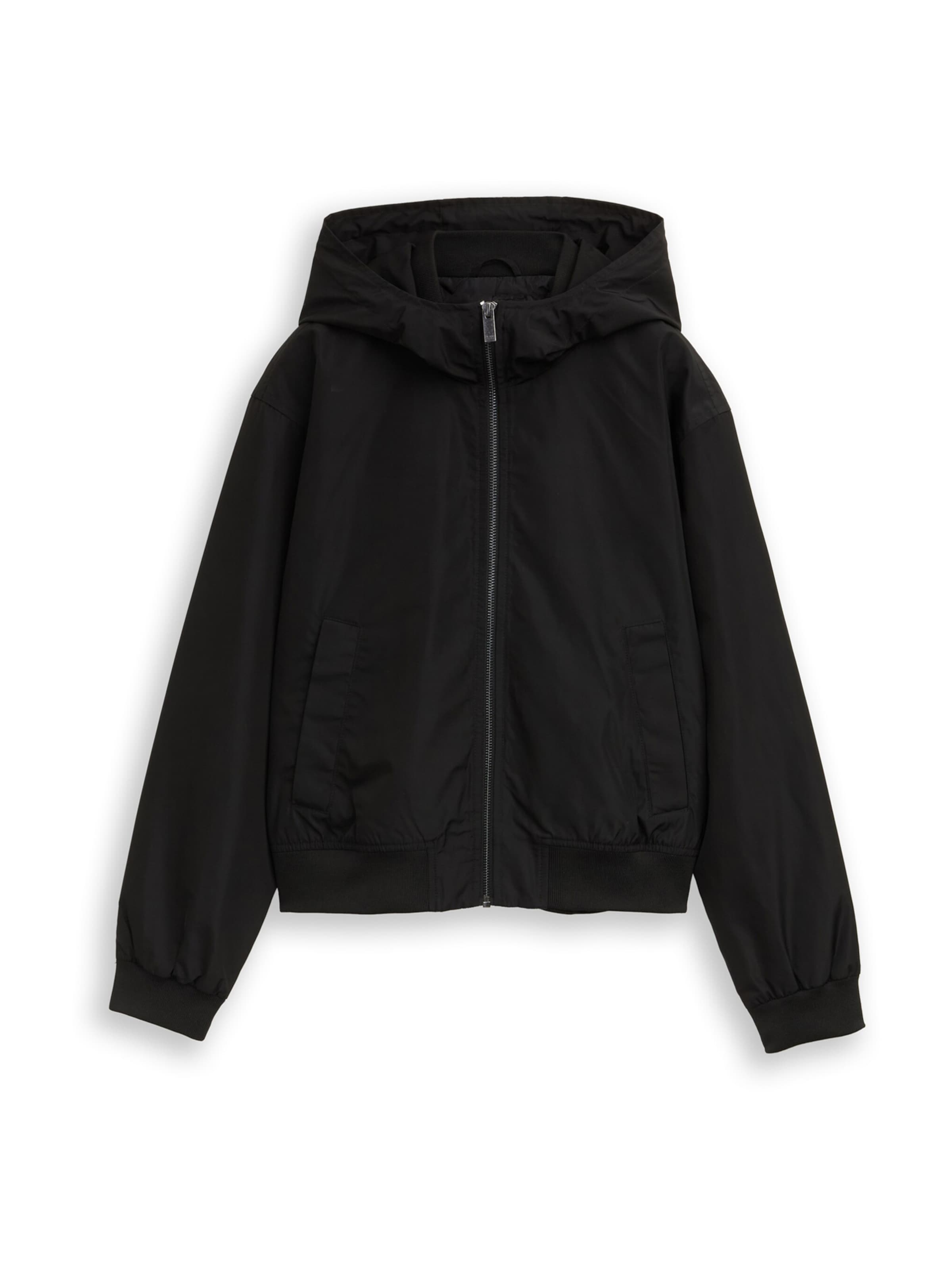 TOM TAILOR DENIM Φθινοπωρινό και ανοιξιάτικο μπουφάν σε μαύρο: μπροστά