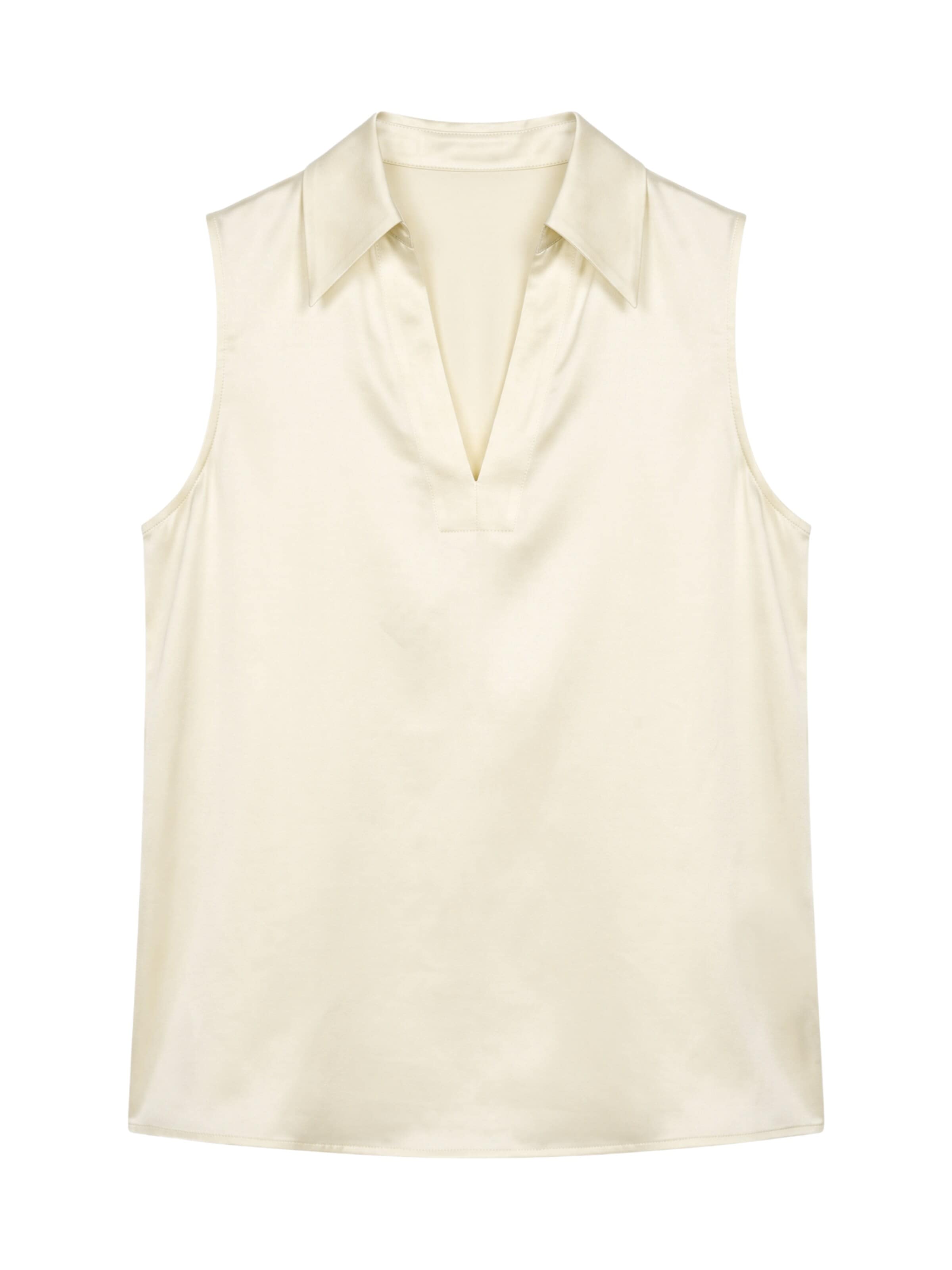 Lilysilk Blouse 'Ärmelloses Seide Hemd mit V-Ausschnitt' in Wit: voorkant