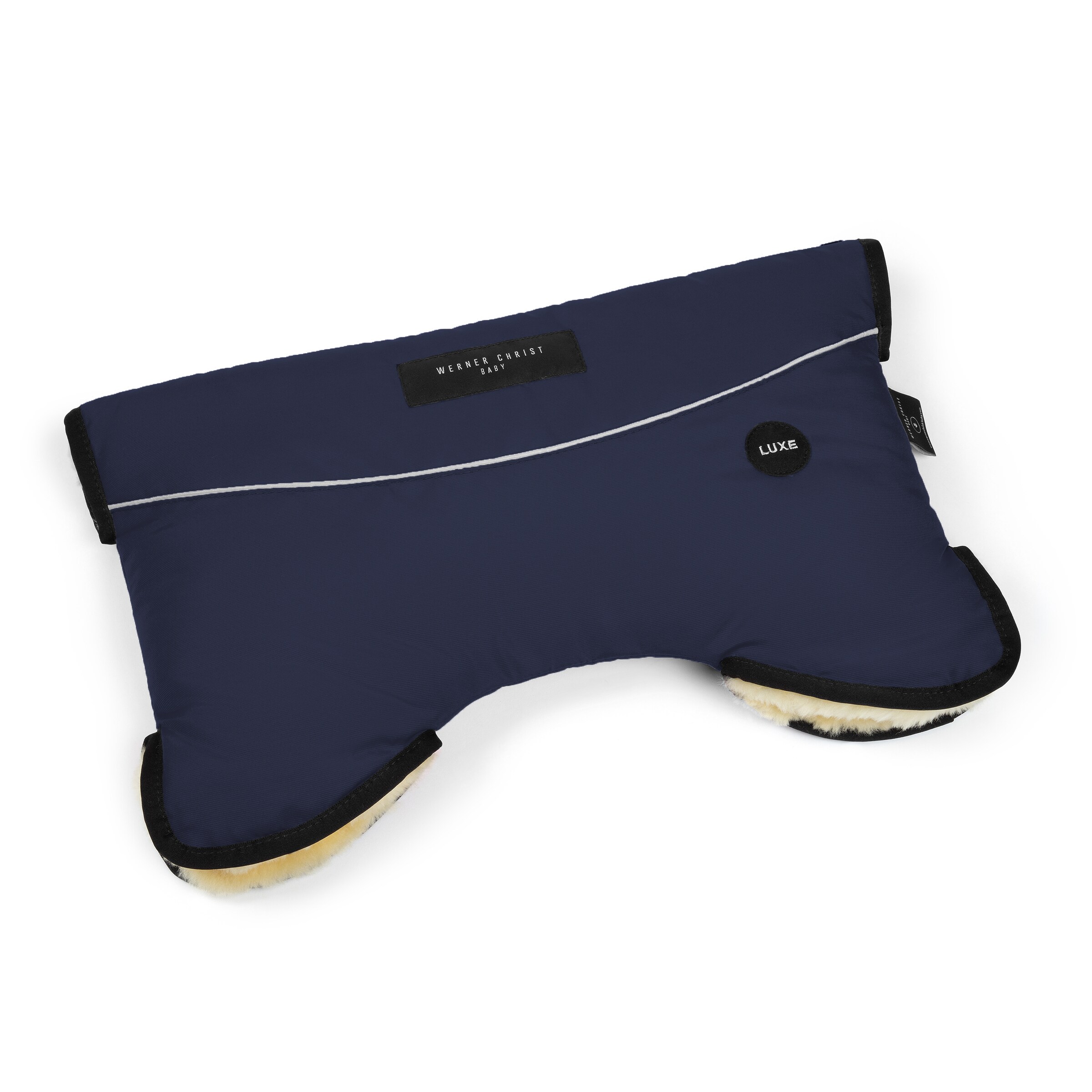 Werner Christ Baby Handmuffe in Blau: Vorderseite