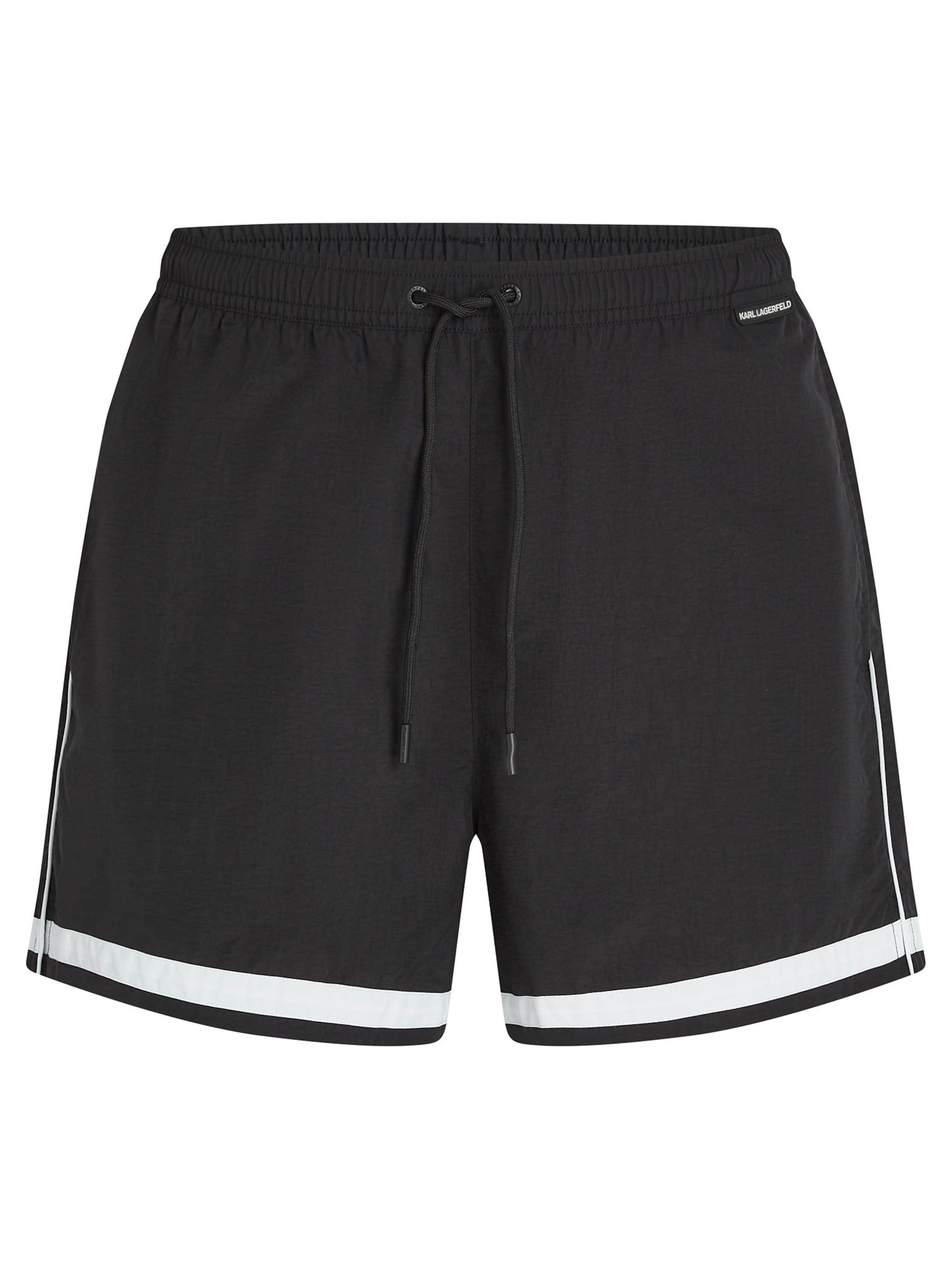 Karl Lagerfeld - Calções de banho em preto: frente
