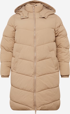 PIECES Curve Winter Coat 'JAMILLA' in Brown: front
