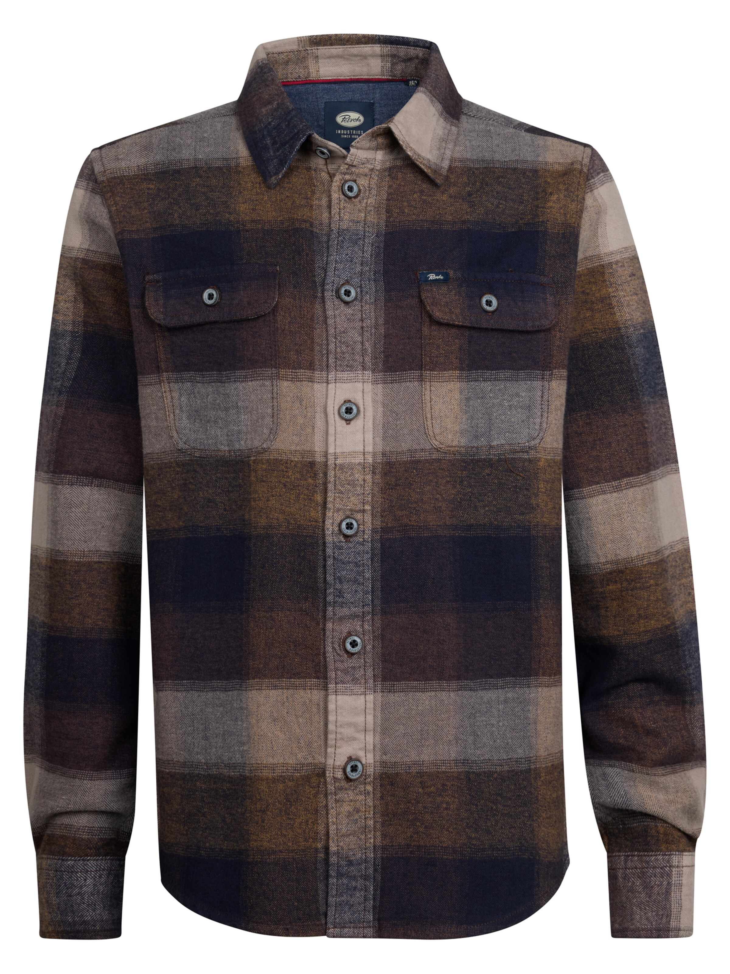 Petrol Industries Regular fit Overhemd in Bruin: voorkant