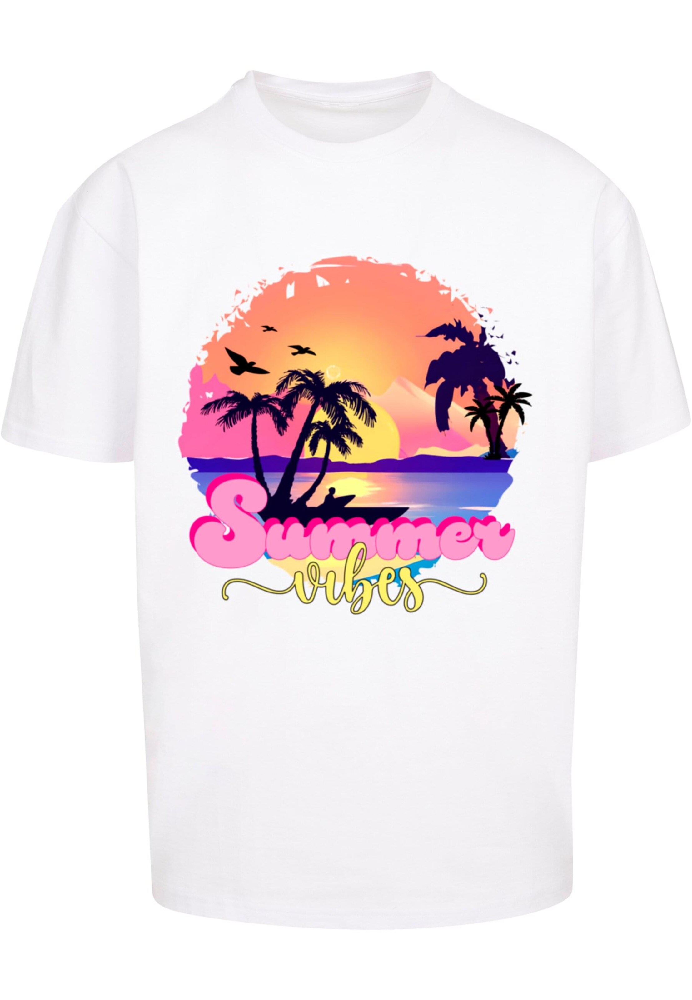 Merchcode Shirt 'Summer Vibes Sunset' in Weiß: Vorderseite