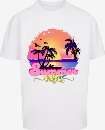 Merchcode Shirt 'Summer Vibes Sunset' in White: front