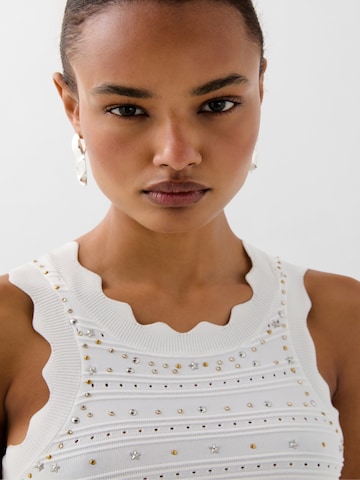 Scalpers White Knit Studs Top ' ' in Weiß
