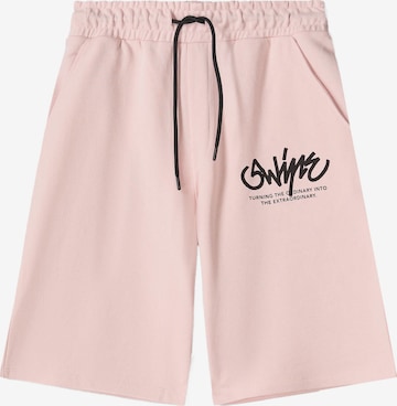 BershkaBaggy Hlače - roza boja: prednji dio