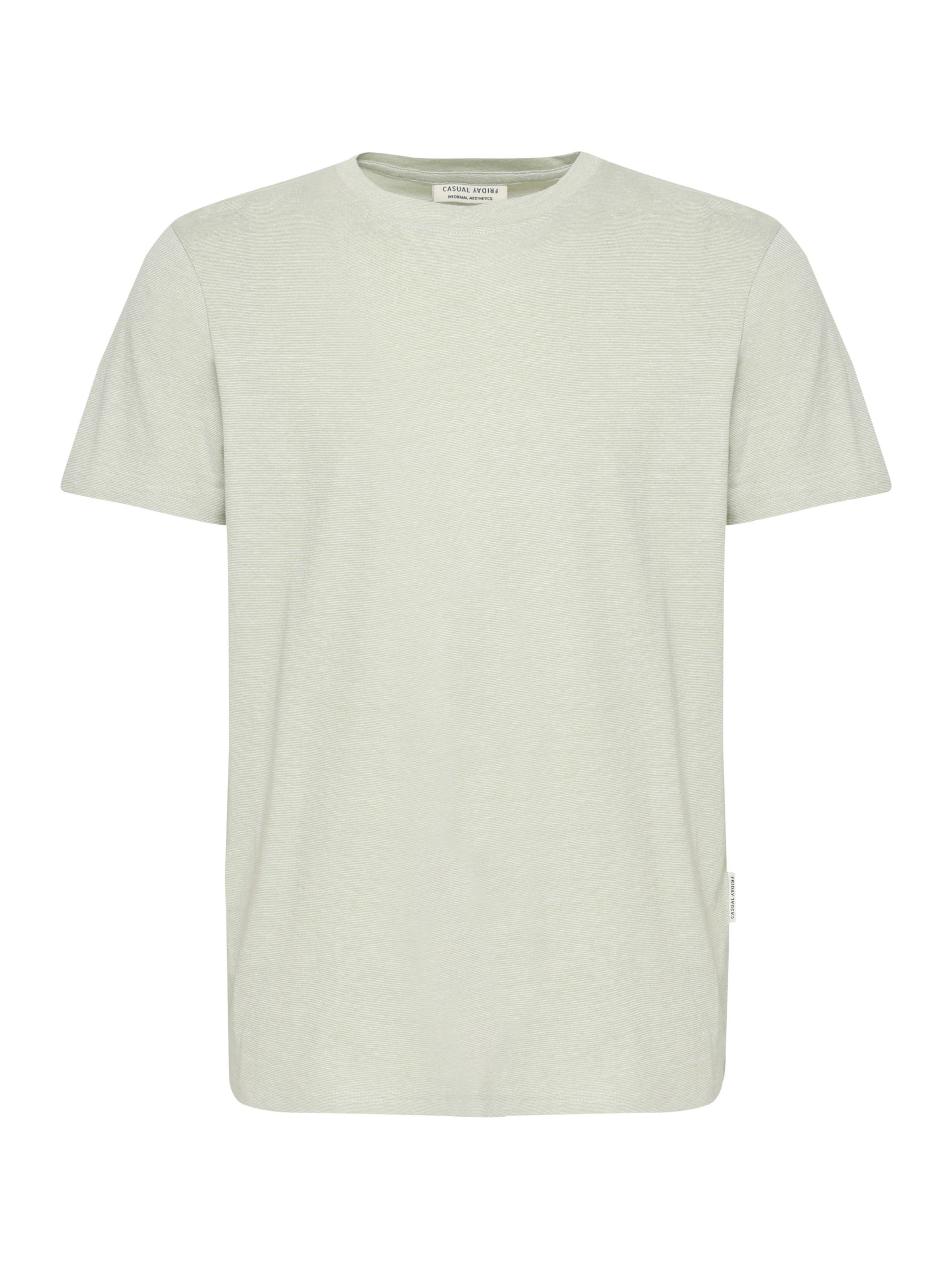 T-Shirt ' CFTHOR micro striped tee ' Casual Friday en vert : devant