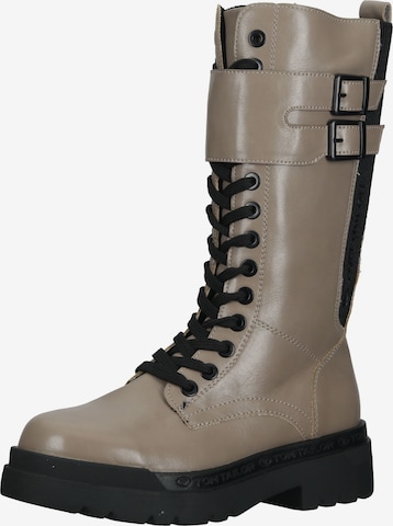 TOM TAILOR Lace-up boot in Grey: front