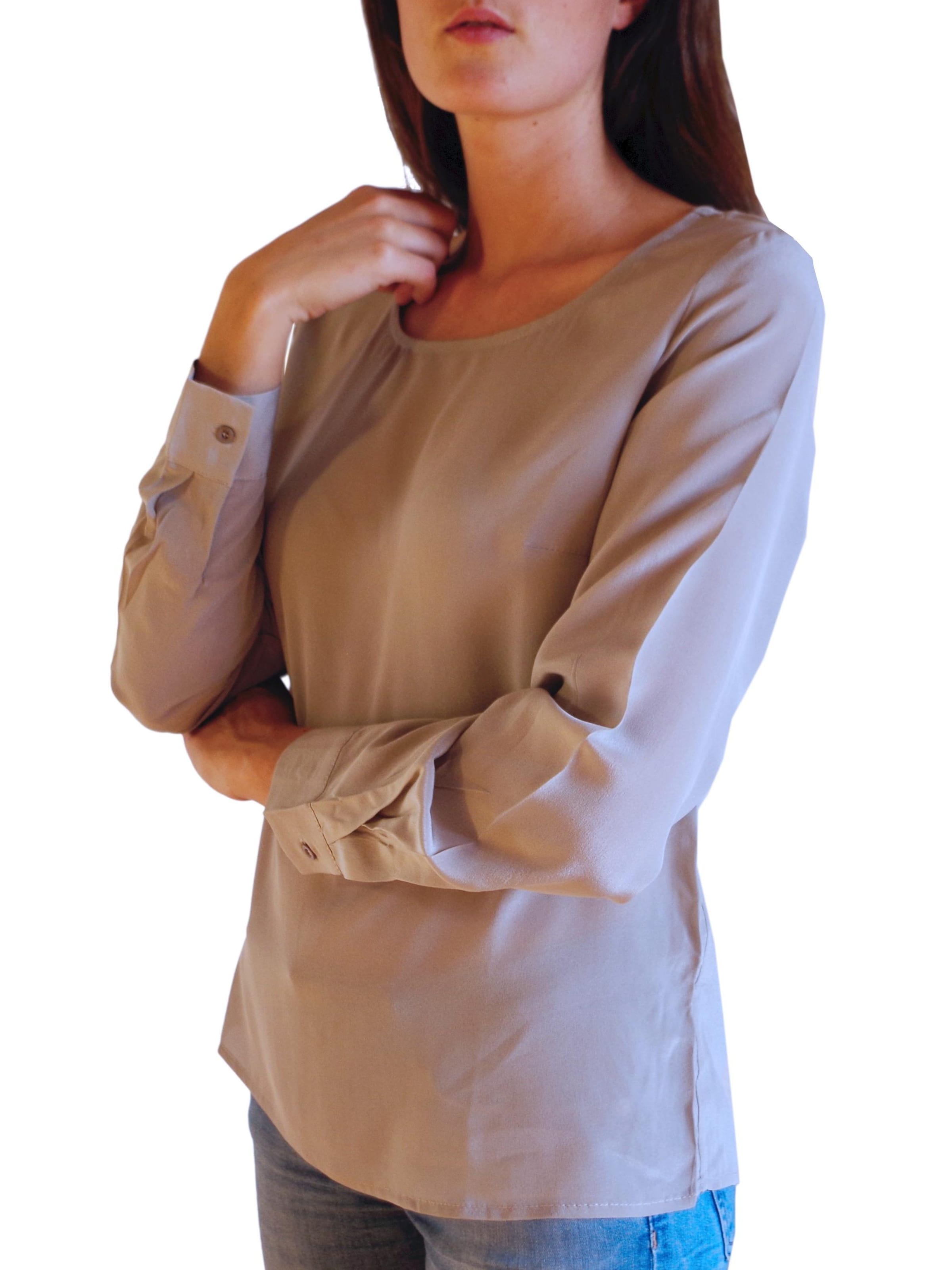 Posh Gear Blouse 'Seidenbluse Rotondoseta' in Grijs