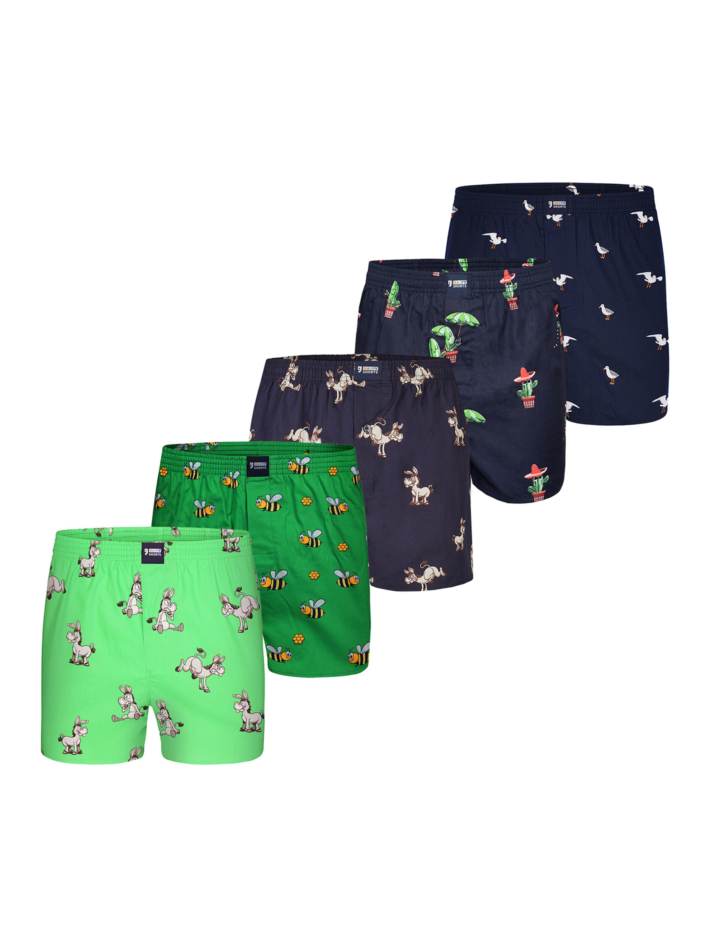 Boxers ' Motiv Mix ' Happy Shorts en bleu : devant