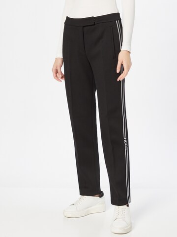 HUGO Regular Pleated Pants 'Haleria' in Black: front