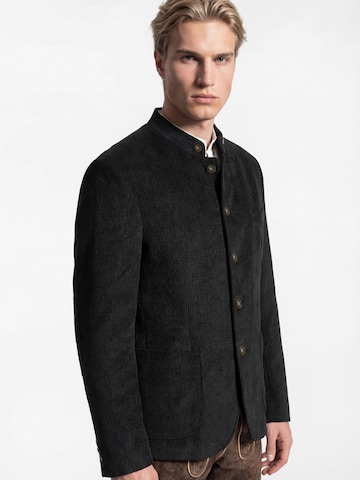 KaiserLich Regular Fit Trachtenjacke '5435' mit feiner Cord-Struktur in Schwarz: Vorderseite