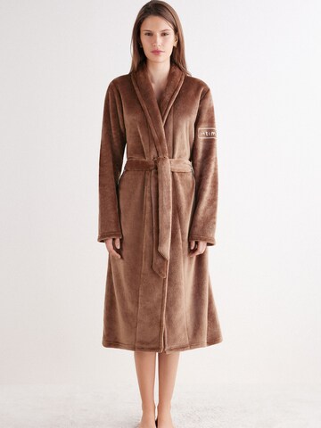 INTIMISSIMI Long Bathrobe in Brown: front