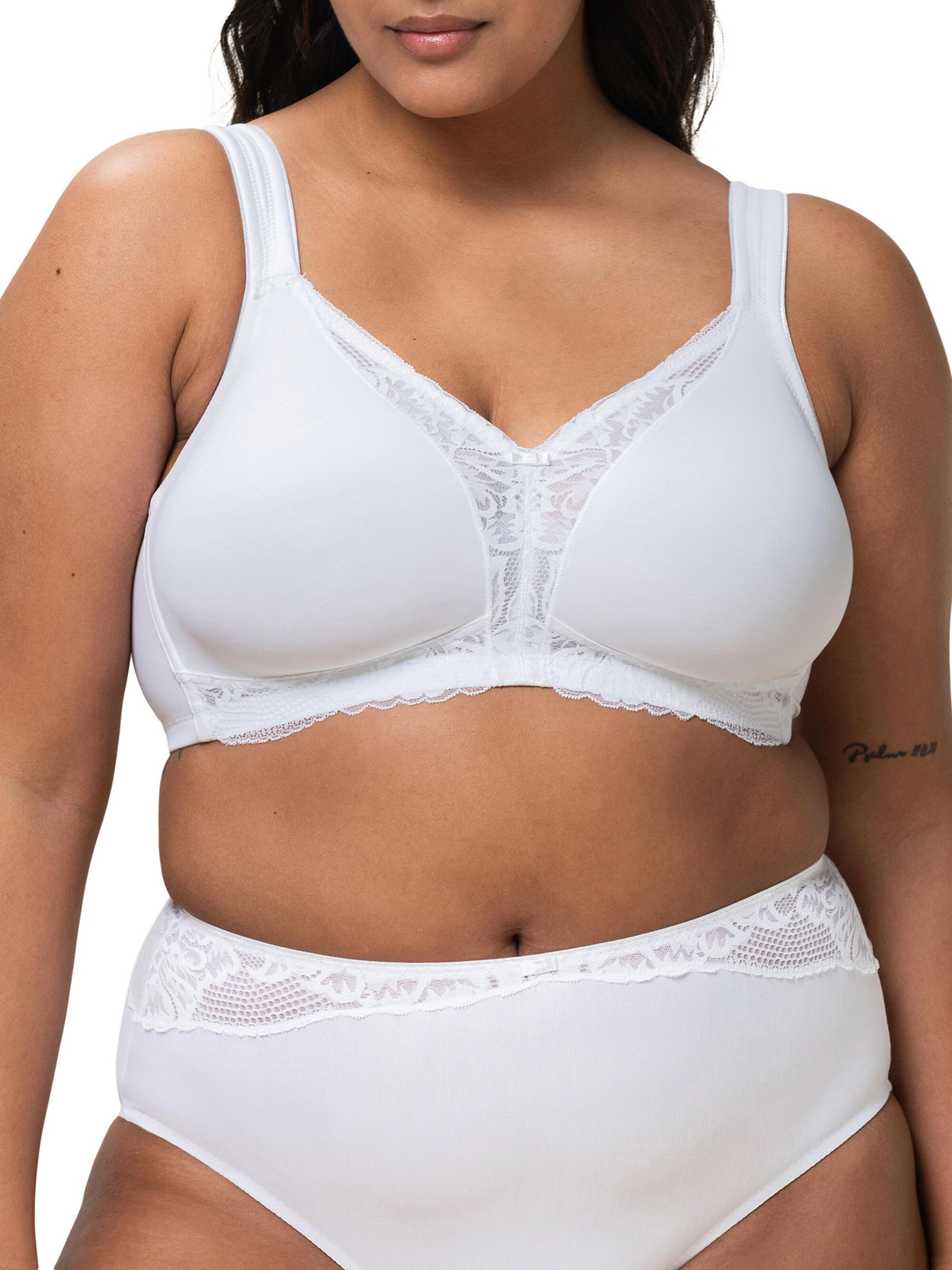 TRIUMPH T-Shirt Bügelloser BH ' Modern Lace+Cotton ' in Weiß: Vorderseite