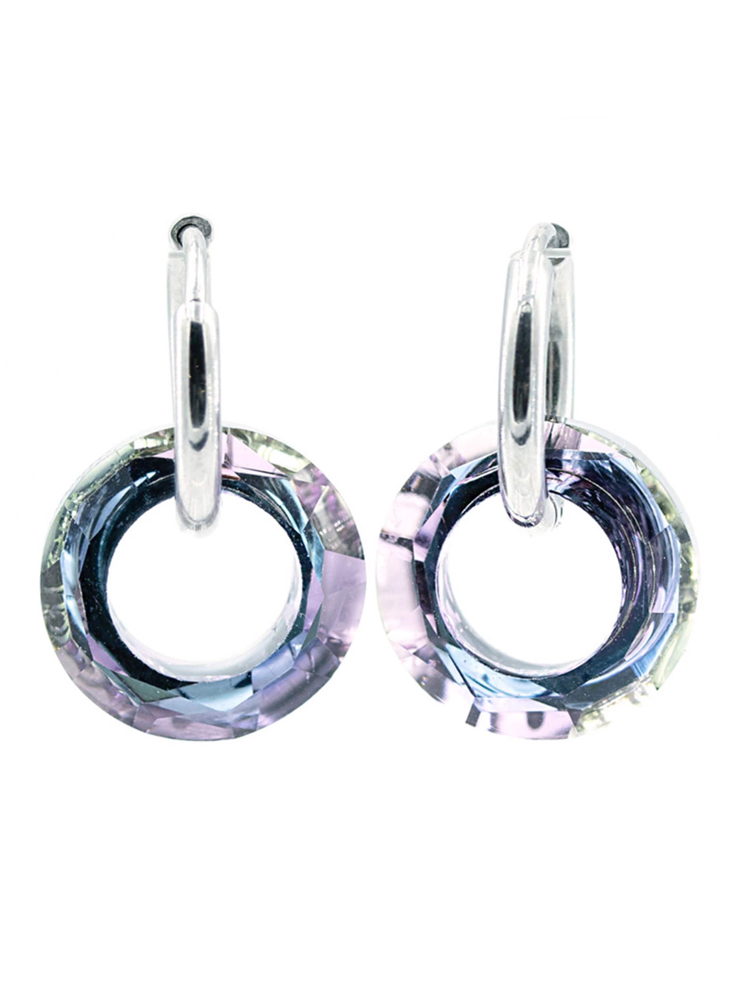 Sergio Engel Earrings 'Cosmic Ohrring 05 Edle Hoops mit Kristallcharm' in Purple: front
