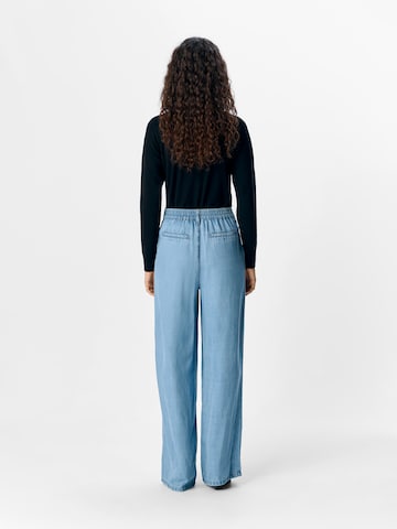 OBJECT Wide leg Pressveckade jeans 'OBJFRAME LISA' i blå