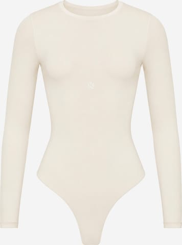 Body 'Second Skin Long Sleeve Crew-Neck Bodysuit' di GOD SAVE QUEENS in beige: frontale