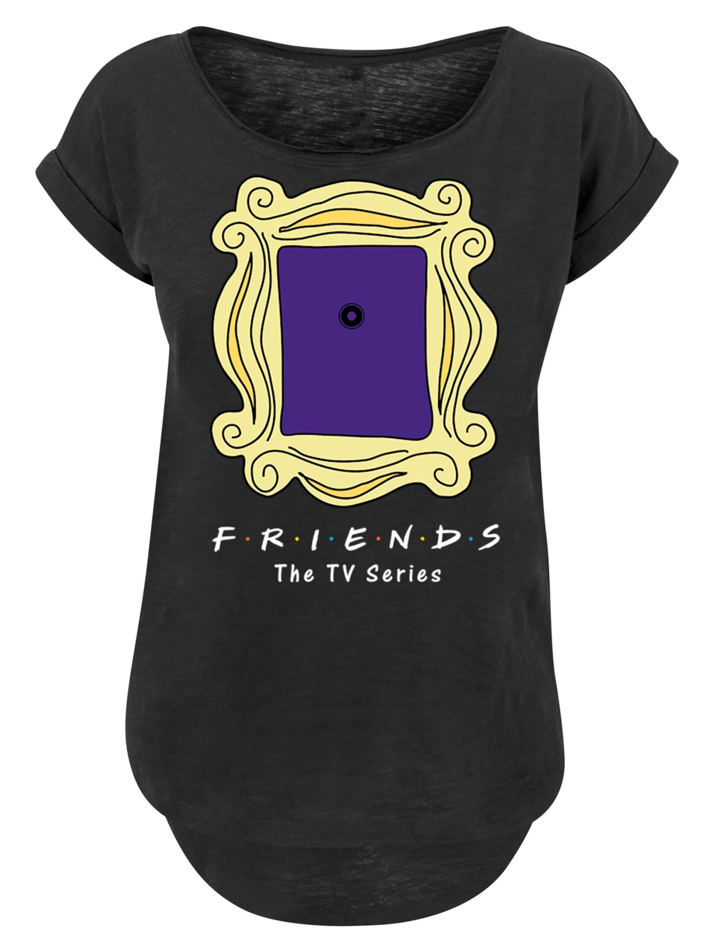 T-shirt 'Friends TV Serie Door Peephole' F4NT4STIC en noir : devant