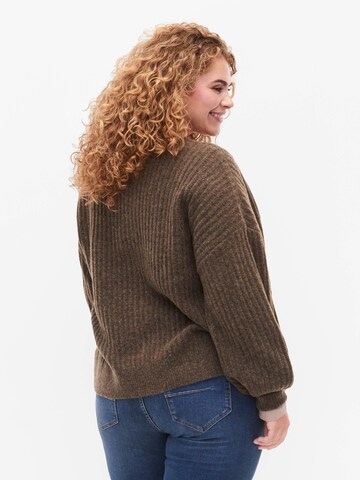 Zizzi Knit cardigan 'CACOMFY' in Brown