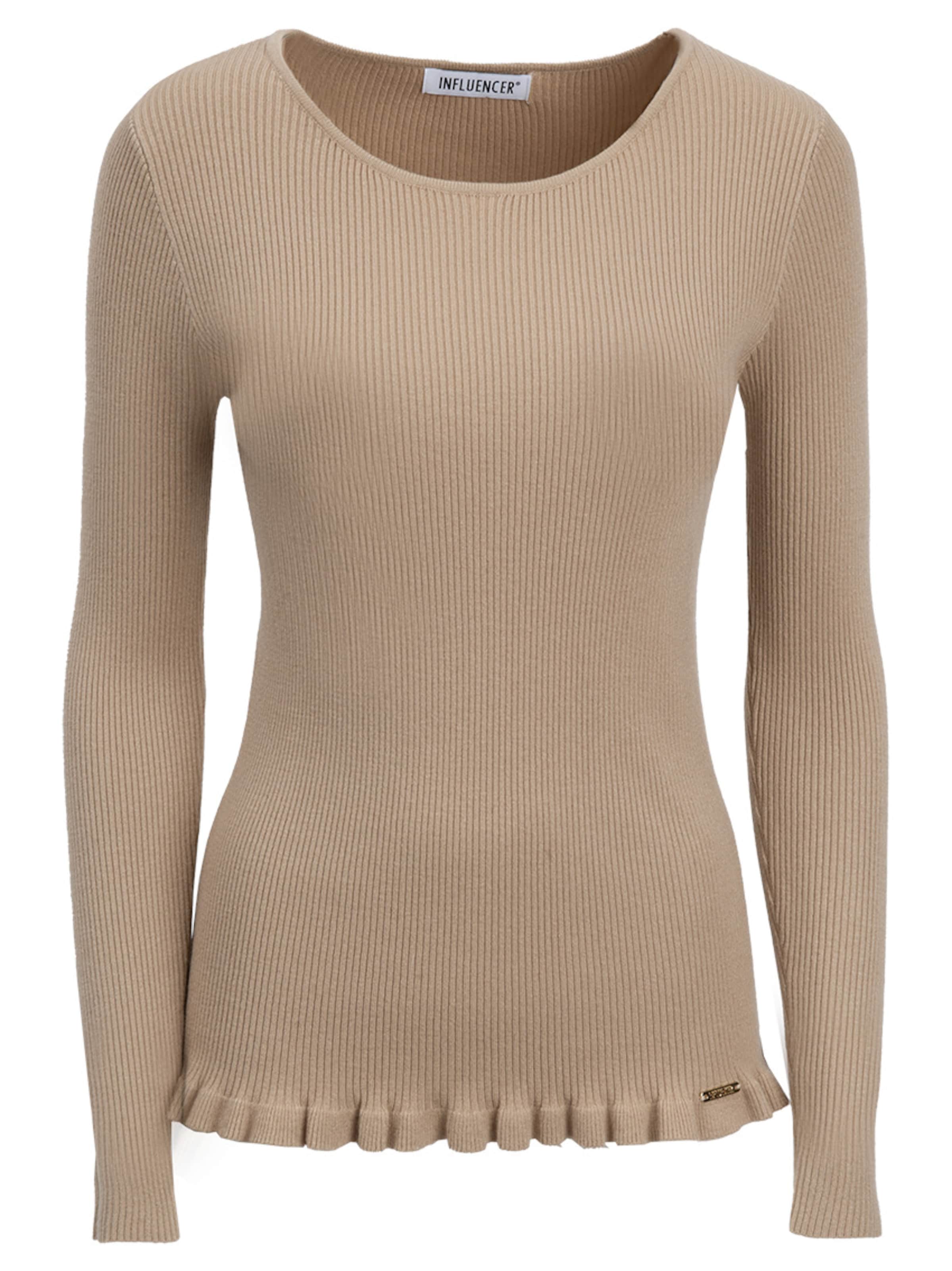 Influencer Pullover in Beige: Vorderseite