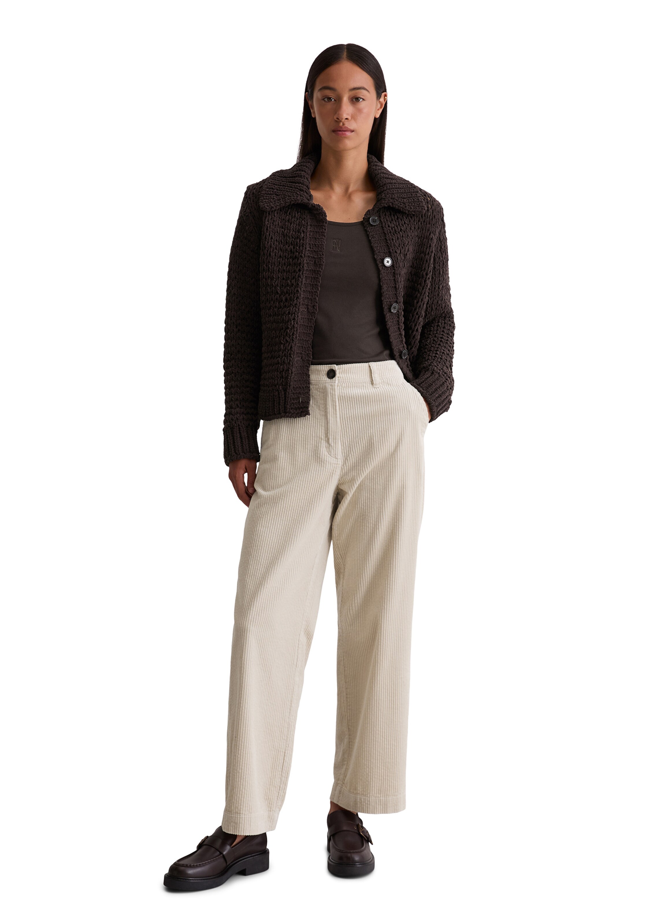 Marc O'Polo Loose fit Trousers 'Lande' in Beige