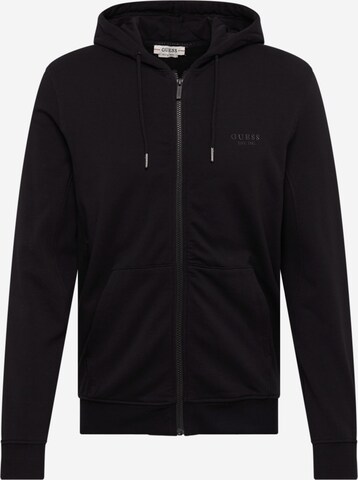 GUESS Zip-Up Hoodie 'BROOKS' in Black: front