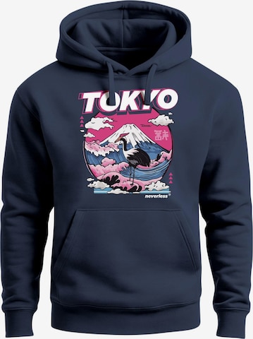 Neverless Sweatshirt 'Tokyo Fuji' in Blau: Vorderseite