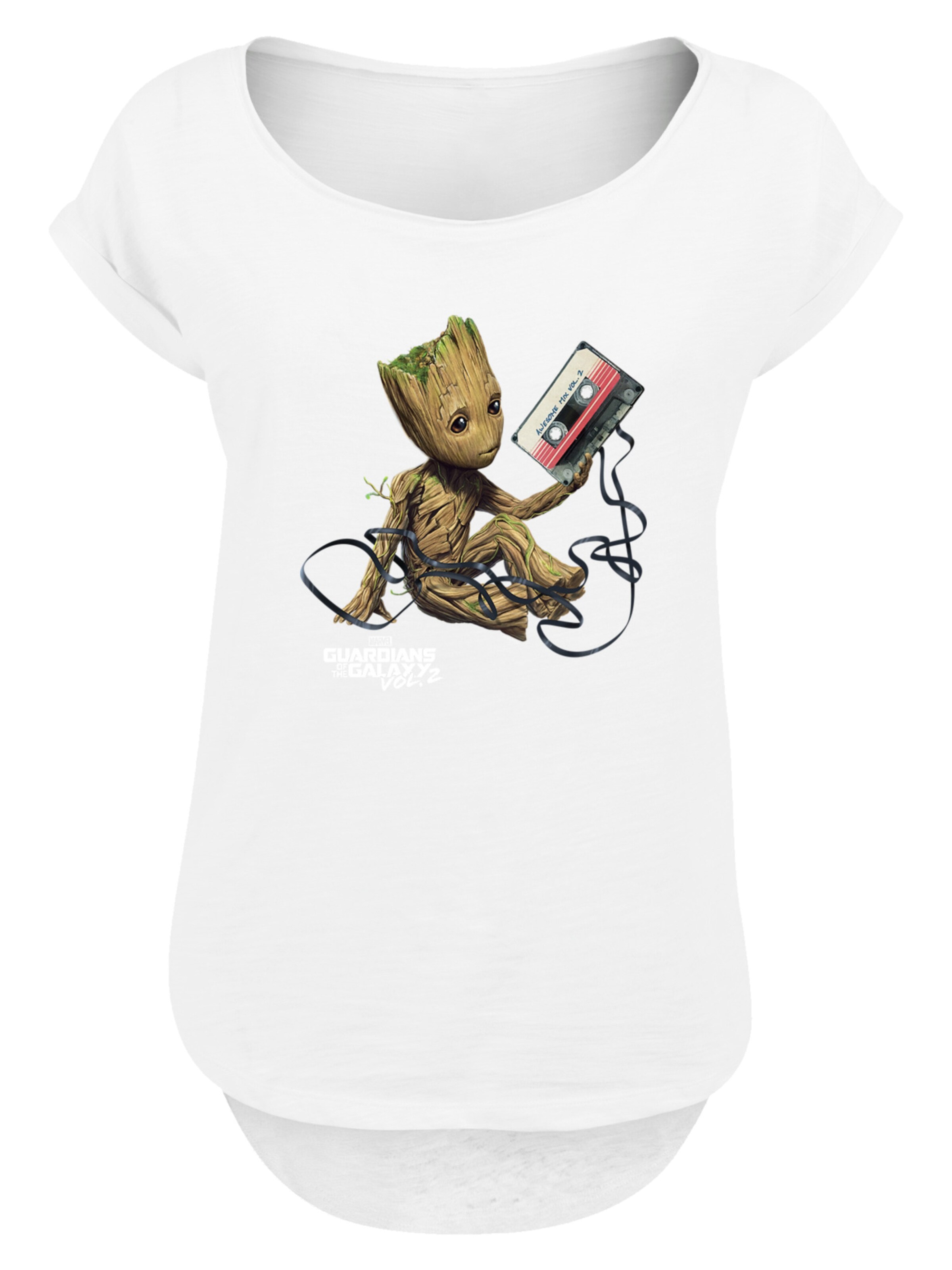 F4NT4STIC Shirt 'Marvel Guardians Of The Galaxy Vol2 Groot Tape' in Wit: voorkant