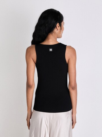 HUGO Kootud topp 'Sharpin', värv must: tagant vaates