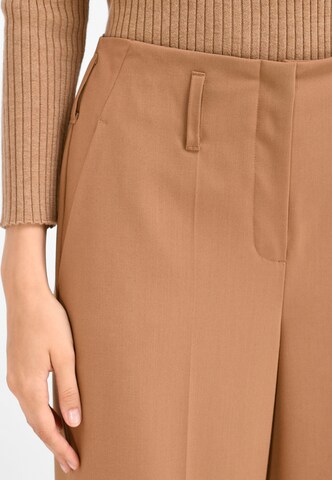 Peter Hahn Wide leg Pleated Pants in Brown