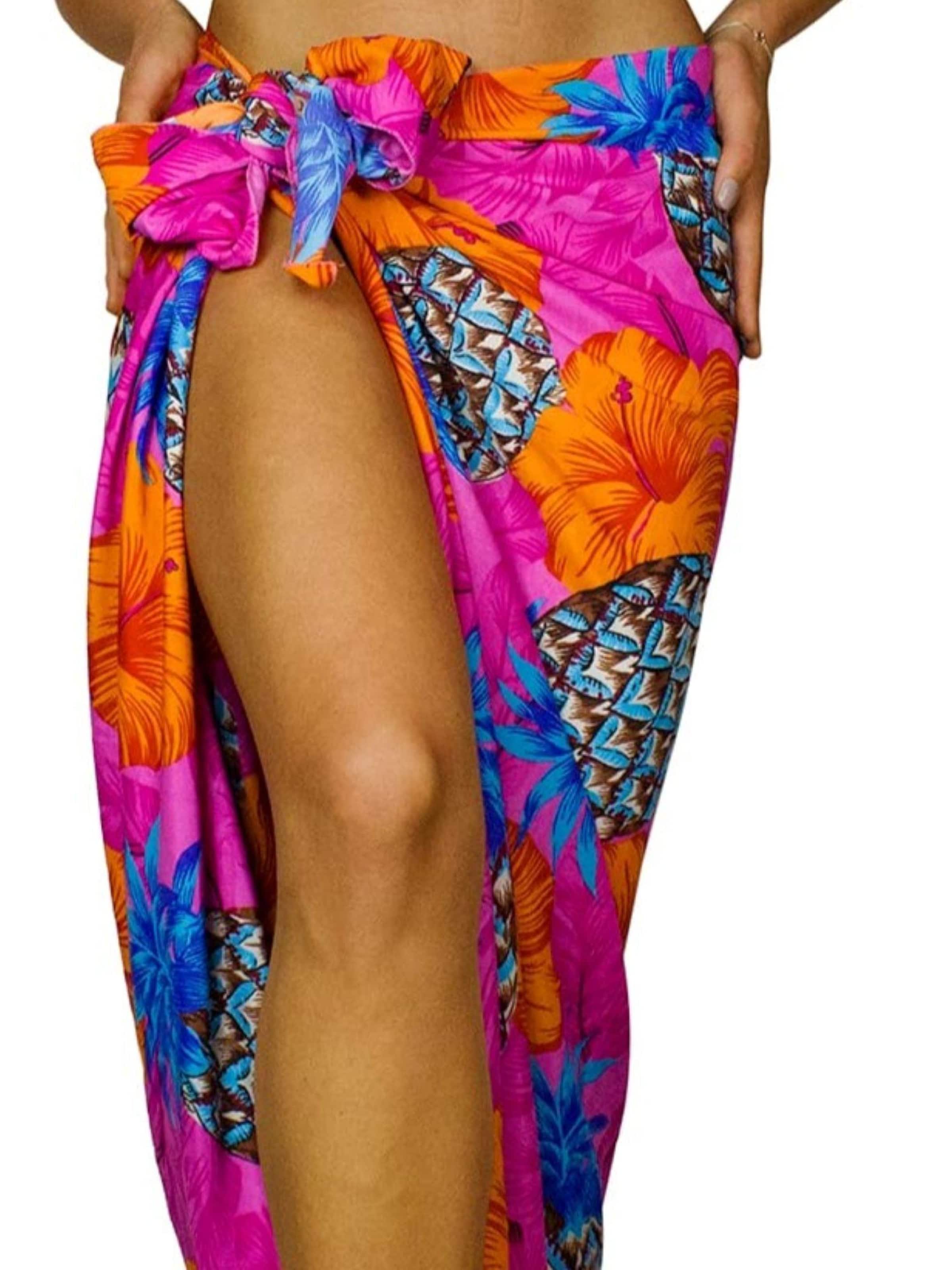 King Kameha Scarf 'Pineapple Hibiscus Shadow Line' in Pink