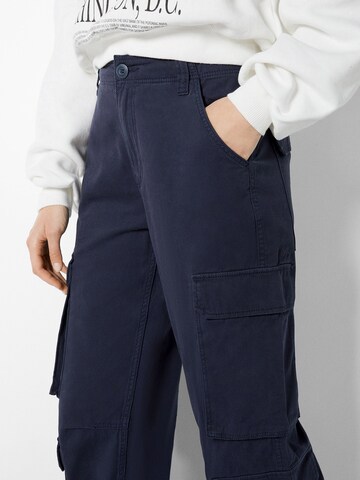 Bershka Wide Leg Hose in Blau