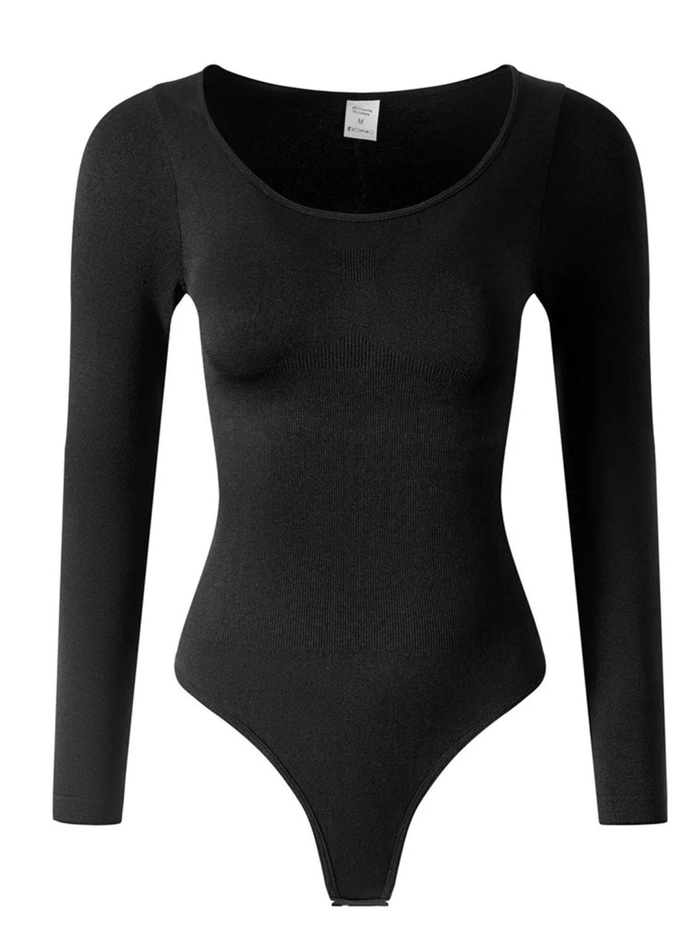 Shapetape Shaping bodysuit 'Body met Lange Mouwen Met String' in Black: front