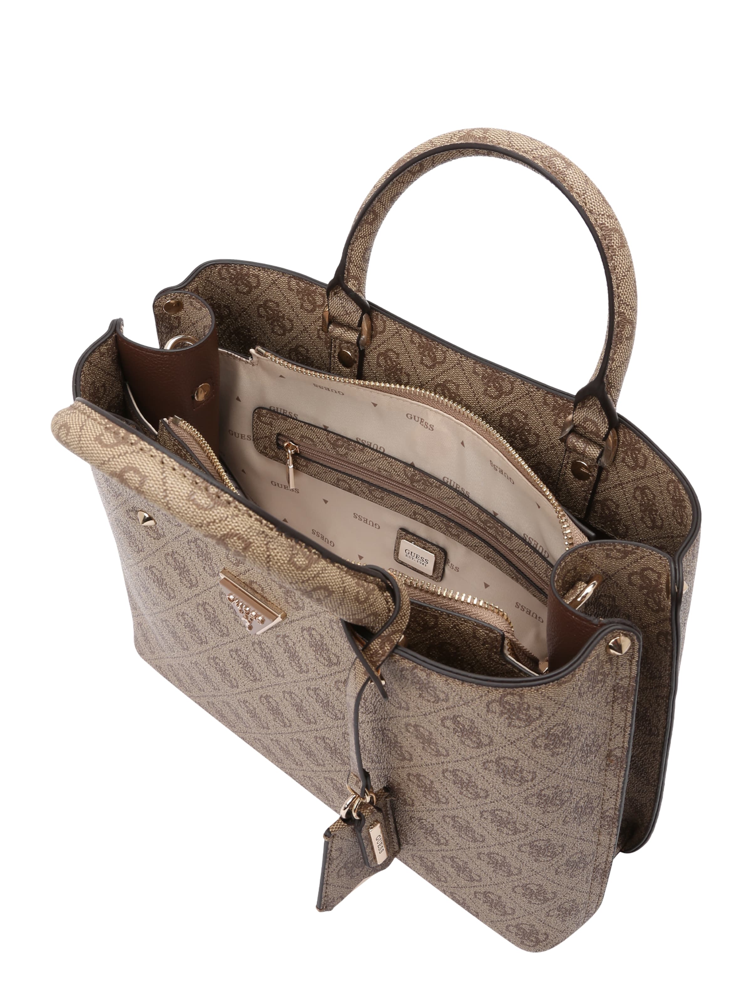 GUESS Handbag 'MERIDIAN II GIRLFRIEND SATCHEL' in Brown