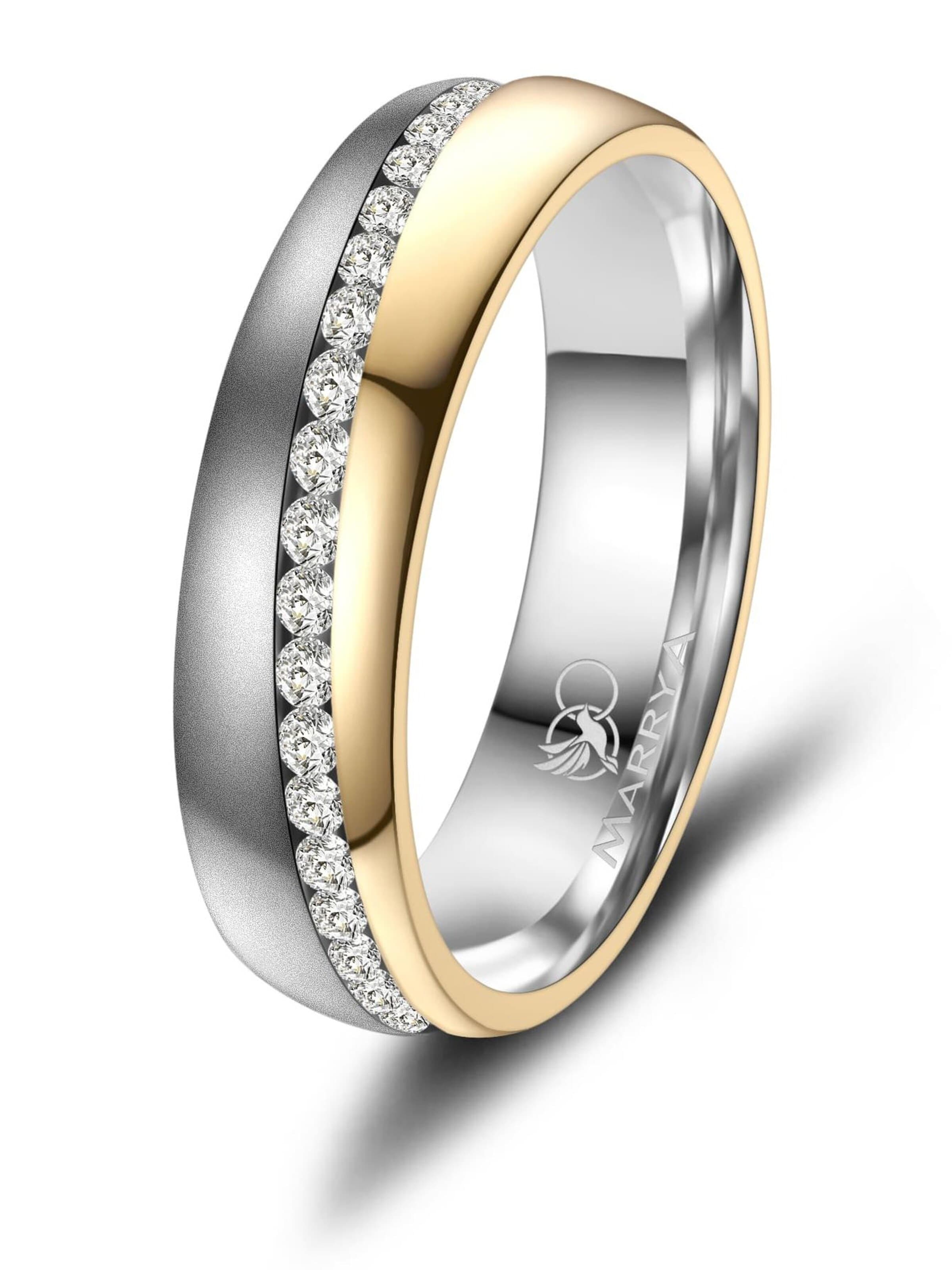 MARRYA Ring 'MARRYA ES-32 Ehering aus Edelstahl - Silberfarben & Gelbgold plattiert' i silver: framsida