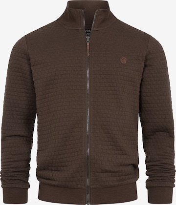 INDICODE JEANS Gebreid vest 'Bermie' in Bruin: voorkant