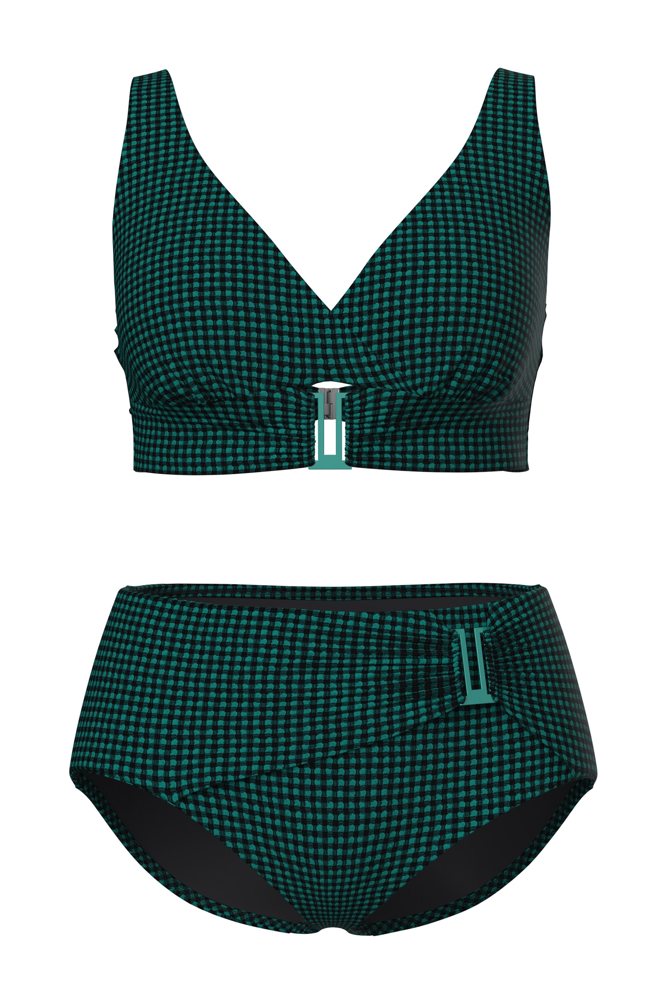 Ulla Popken Triangle Bikini in Green: front