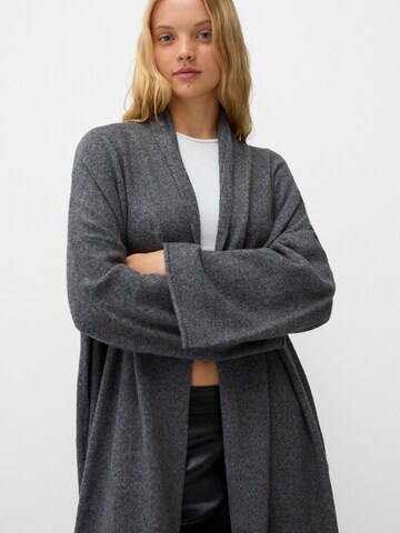 Bershka Knitted coat in Grey