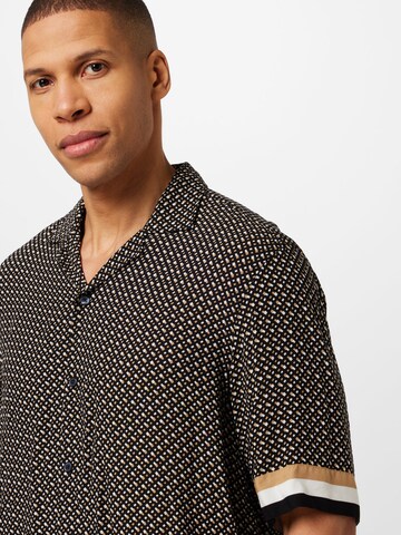 BOSS Black Comfort fit Button Up Shirt 'Larsu' in Beige