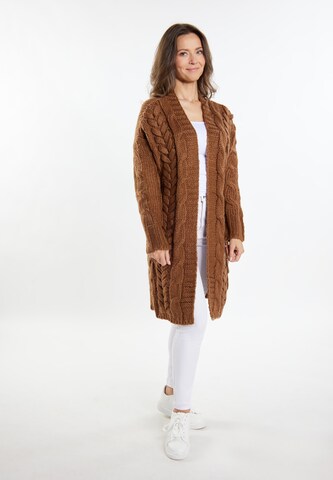 usha WHITE LABEL Knit Cardigan in Brown