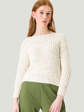 zero Pullover mit U-Boot Ausschnitt in Beige: Vorderseite