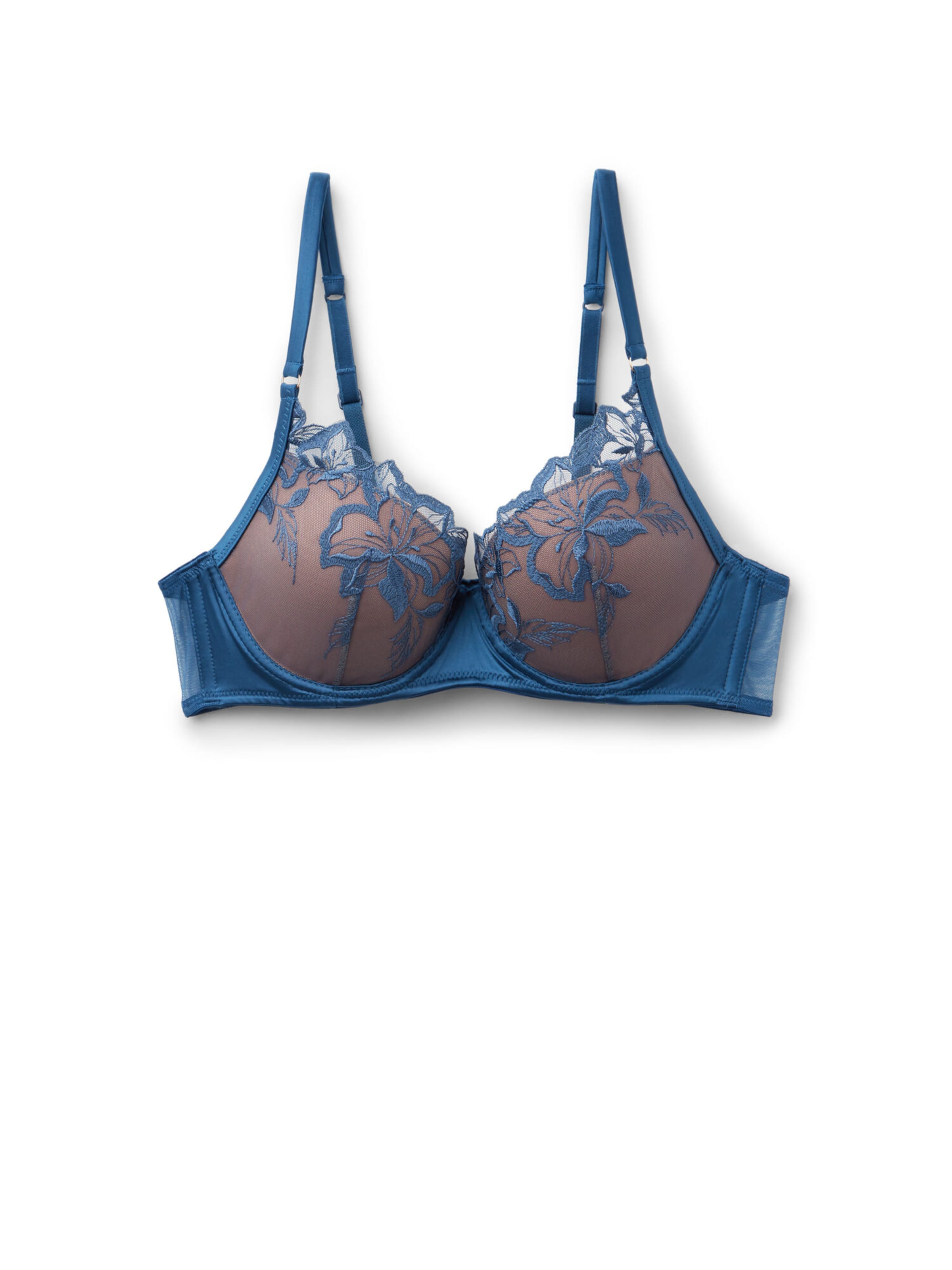 Tezenis Push-up Bra 'Flower Desire' in Blue: front