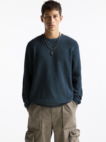 Pull&Bear Sveter - Modrá: predná strana
